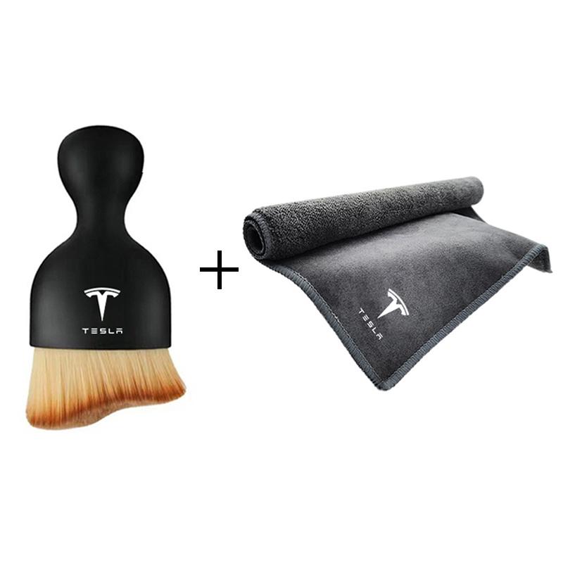 PKWYZ1 Car Wash Microfiber Towel Auto Emblem Cleaning Brushes Drying Cloth for Tesla Model 3 S Y X Cybertruck Roadster SpaceX Accessory