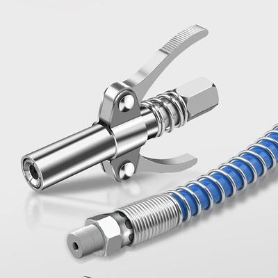 Double-Handle Stainless Steel High-Pressure Grease Gun Nozzle with Explosion-Proof Hose and Flat Oil Injection