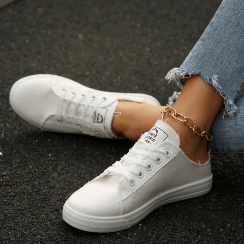 Fashion 2024 Spring Summer Women Canvas Sneaker Low Top Denim Sneakers Ladies Lace-Up Flat Canvas  Board Shoes Female sapatos femininos