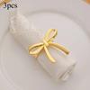 3pcs Metal Bow Napkin Rings Elegant Decorative Napkin Holders for Weddings Dinner Parties and Everyday Table Use