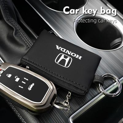 Car Leather Key Case Keychain Mini Storage Bag Auto N Accessories For Honda Civic Accord Fit Jazz CRV Odyssey Passport Insight ZRV