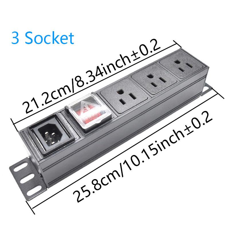 PDU Power Strip Unit IEC C14 port power input 2-10 3Pin US socket Switch cabinet rack wall desktop mounted Socket