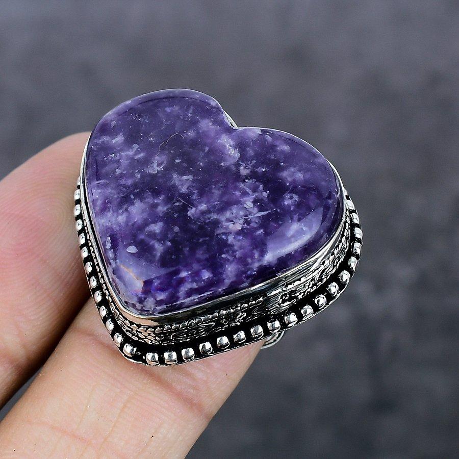 Piatră prețioasă naturală Lepidolit 925 Argint Sterling Bijuterii Inel Mărimea 7 i9n27