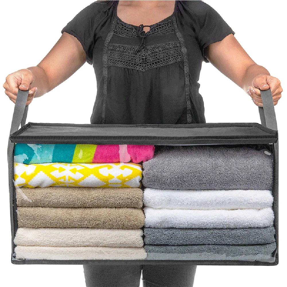 4/1PCS Large Capacity Foldable Clothes Storage Bag Organizer Reinforced Handle for Blankets Bedding with Lids Zipper Storage Bag