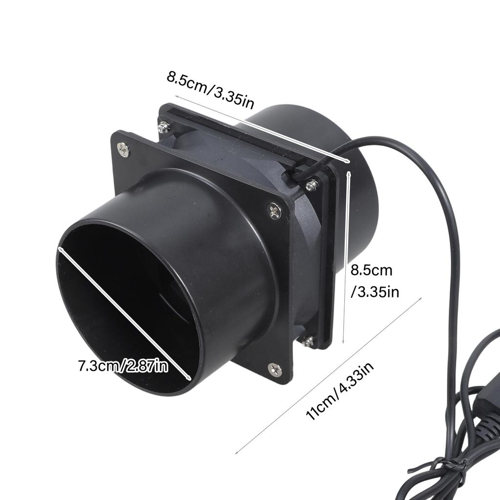 3 Speed USB 5V 75mm Inline Duct Exhaust Fan With Double Ventilation Pipes For 3D Printer Enclosure Greenhouse Pet House
