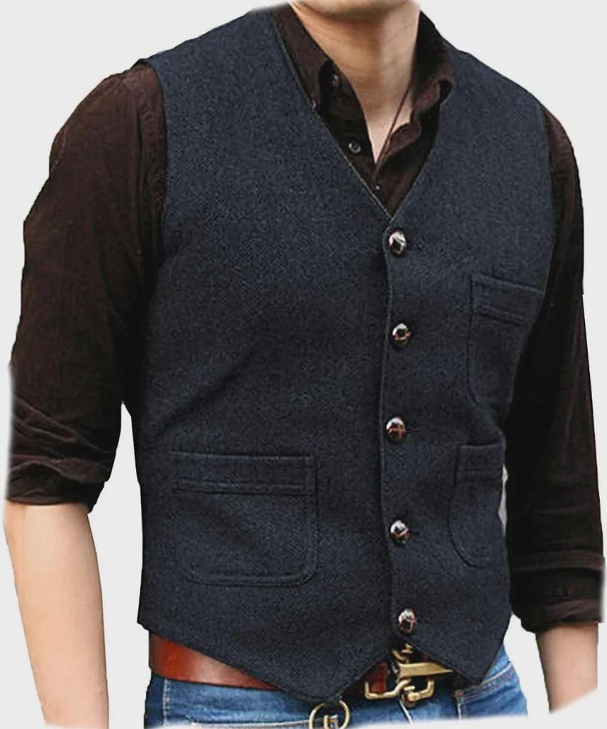 Men's V-Neck Wedding Vest - Perfect for Groom or Best Man