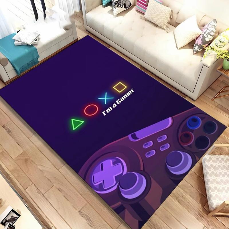 Desenho animado jogo gamer gamepad tapete tapete para sala de estar quarto decoração de casa, tapete de chão antiderrapante decoração sala de jogos infantil sofá capacho