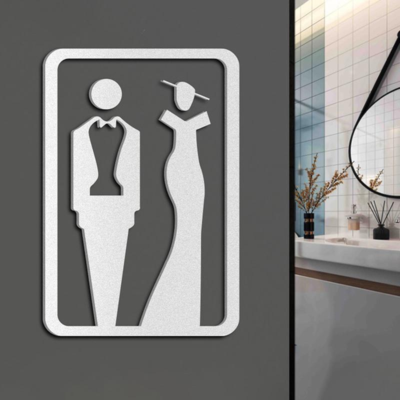 Acrylic Simple 3D Women Men Toilet Sign Plate Wash Room Wall Label Sticker For Shopping Mall Wc Decor