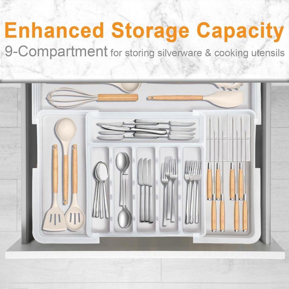 Scalable Kitchen Drawer Organizer Movable Partition Expandable Utensil Tray  Home