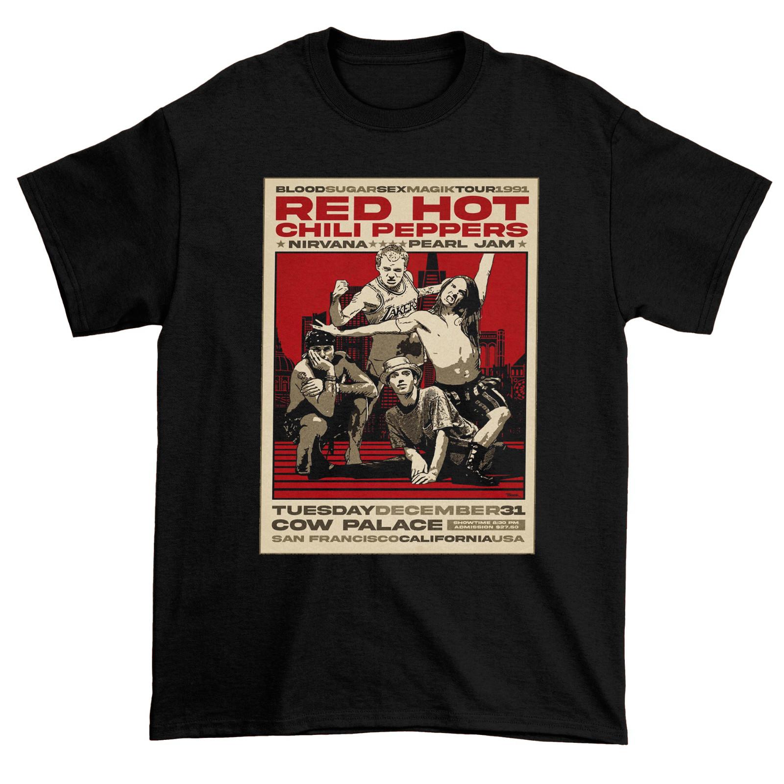 Vintage Red Hot Chili Peppers Iconic Retro Concert Black Red 100% Cotton Full S XXXL