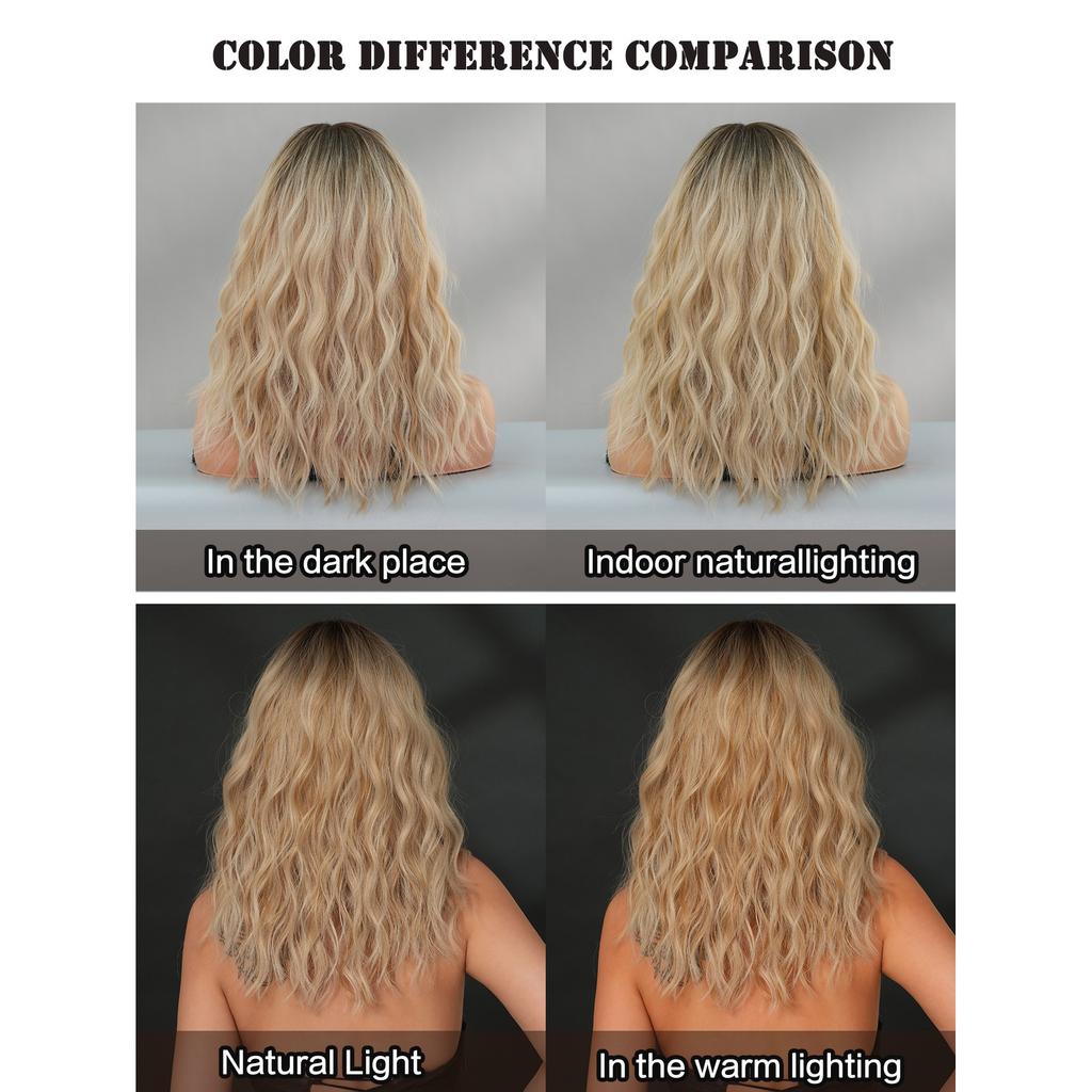 Gradient Blonde Small Lace Wig for Women - Short Curly Hair Natural Forehead Part, Voluminous Daily Quick Beauty, Fashion Full Cap