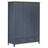 3-Door Wardrobe Hill Range Grey - VIDAXL - Vintage - Solid Wood - 127x50x170 Cm