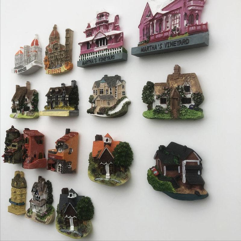 European Countries Villa Fridge Magnets Message Board Magnetic Stickers CHildren Gifts Home Decoration Fridge Stickers