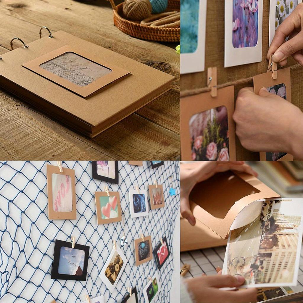 20 Photo Albums, 20 Clips and 2 Rolls of Jute Cord Paper Frame Set, Hanging Photo Display Banner, Suitable for Home, Wedding and Party Decorations