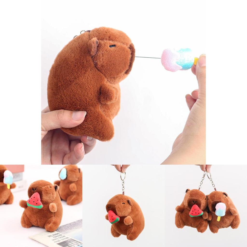 Creative Strawberry Watermelon Ice Cream Capybara Plush Toy Pendant Keychain For Kids Gift