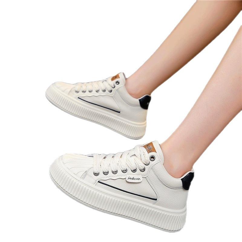 Shell Toe High Top White Shoes Women's Autumn New All-Match Thick Bottom Increased Leather Leisure Sports Shoes