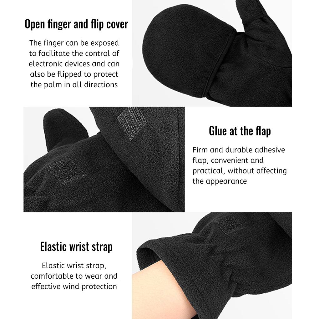 Winter Warme Halbhandschuhe Outdoor Thermo Fleece Handschuh Elastisches Armband Mann Frauen Kinder Winddichter Fäustling zum Radfahren