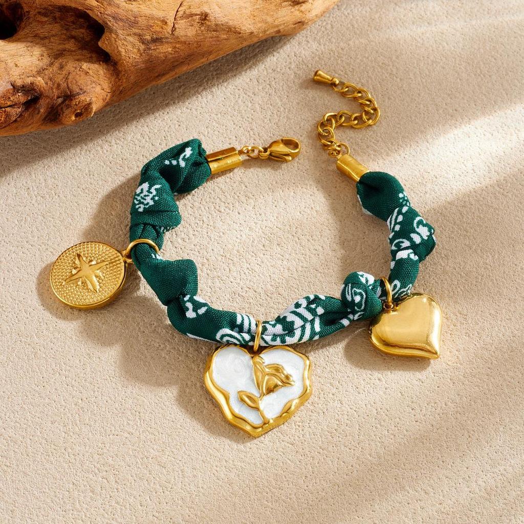 Set di Ciondoli Artistici Retro Etnici Placcati Oro Cuore Fiore Bussola