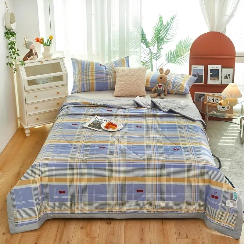 Cute Cotton Summer Quilt Floral Cartoon Double Side Air-conditioning Cool Comforter Breathable Blanket Kids Adult Thin Bed Cover