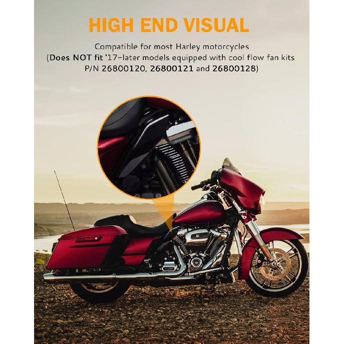 PBYMT Gloss Vivid Black Mid Frame Air Heat Deflectors Compatible for Harley Touring Street Glide Electra Glide Road King 2009-2016 Models Without