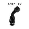 AN4/6/8/10/12 Straight 0°/45°/90°/120°/180° Degree PTFE Oil Fuel Swivel Hose End Fitting Oil Hose End Adaptor Kit Black