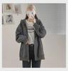 Women’s Loose Fit Hooded Cardigan - Early Autumn Zipper Sweater, Trendy Korean Style for Students.