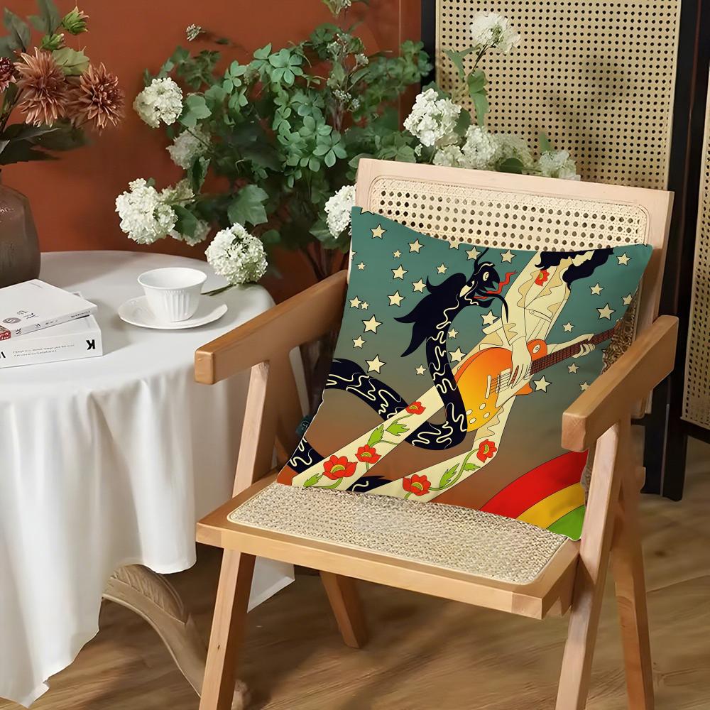 Band LLed Zeppelin Cushion Cover Silky Short Plush Invisible Zipper Dustproof Sofa Pillow Case for Home Decor