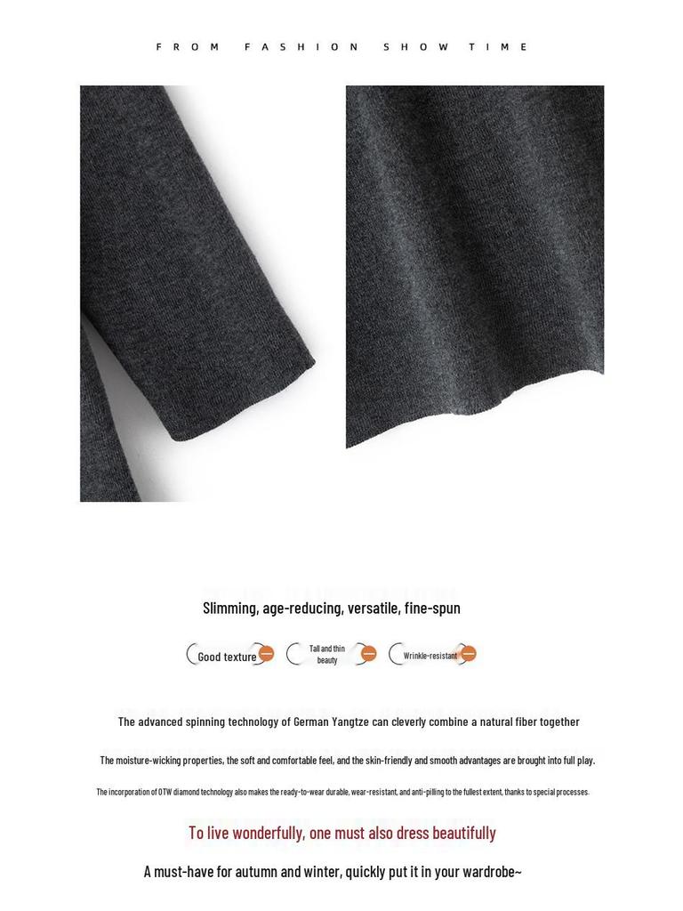 Ancola Women's Red Slim-Fit Wool Cardigan, Half-High Neck, Short Sleeves - 2025 Spring/Summer Thin Style Knitted Base Layer.