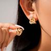 Fashion Gold Copper Color Twist Knot Stud Earrings For Women 2026 New Trendy Metal Circle Smooth Geometric Earring Zircon