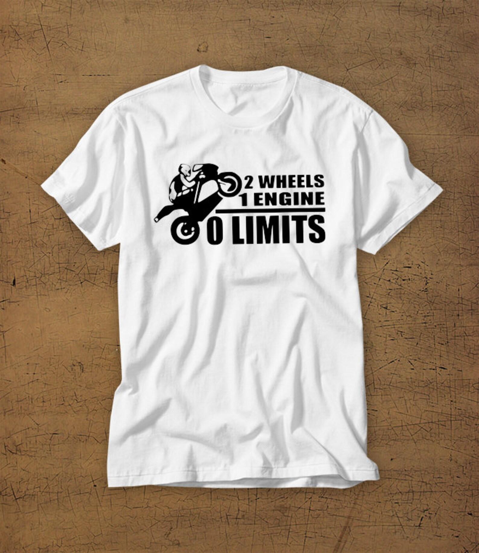 2 Wheels 1 Engine 0 Limits | Tshirt | Tee | Shirt | T-Shirt | Motorcycle | Rocket | Engine | No Limits | Mens Shirt | Womens Shirt M