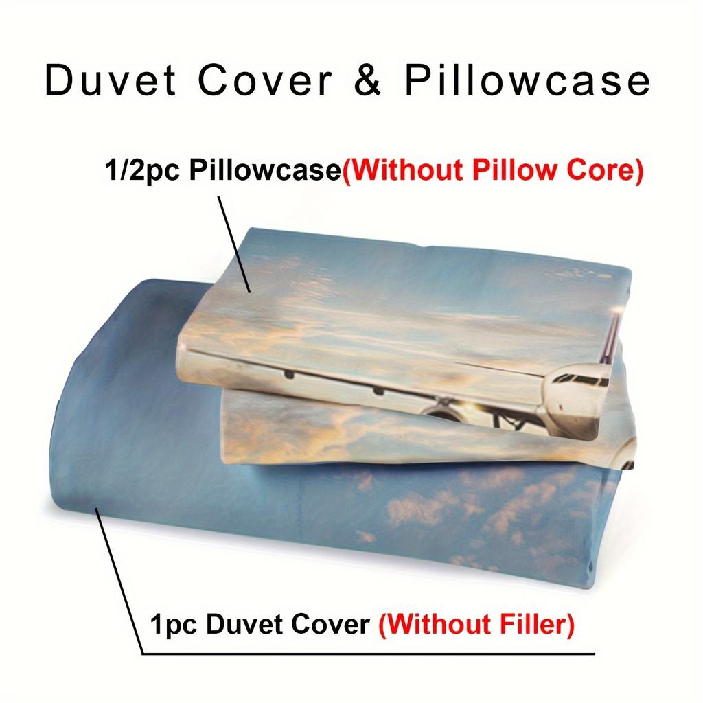 Airplane Themed Duvet Cover No Filling 3PCS Ariplane Bedding Sets Queen Size Realistic Visual Style For Dormitory Room Decor