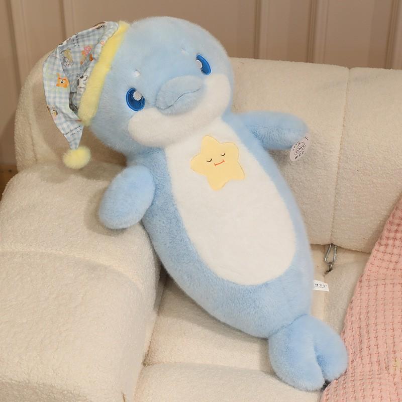 Soft Plush Dolphin Toy Kids Adults - 70cm Cuddly Sea Animal Stuffed Doll In Blue Pink White