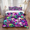3pcs Bedding Set Skull Party Includes 1 Comforter + 2 Pillowcases, Without Pillow Inserts, Soft Comfortable, Lightweight Breathable, Printed