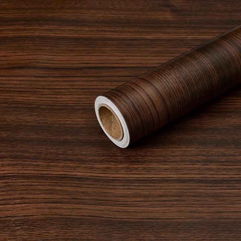 Waterproof Black Wood Grain Self-Adhesive Wallpaper for Light-Blocking and Furniture Renovation
