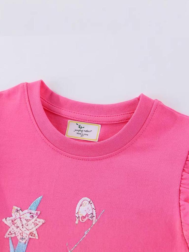 2026 Summer Girls' Short-Sleeved Embroidered T-Shirt