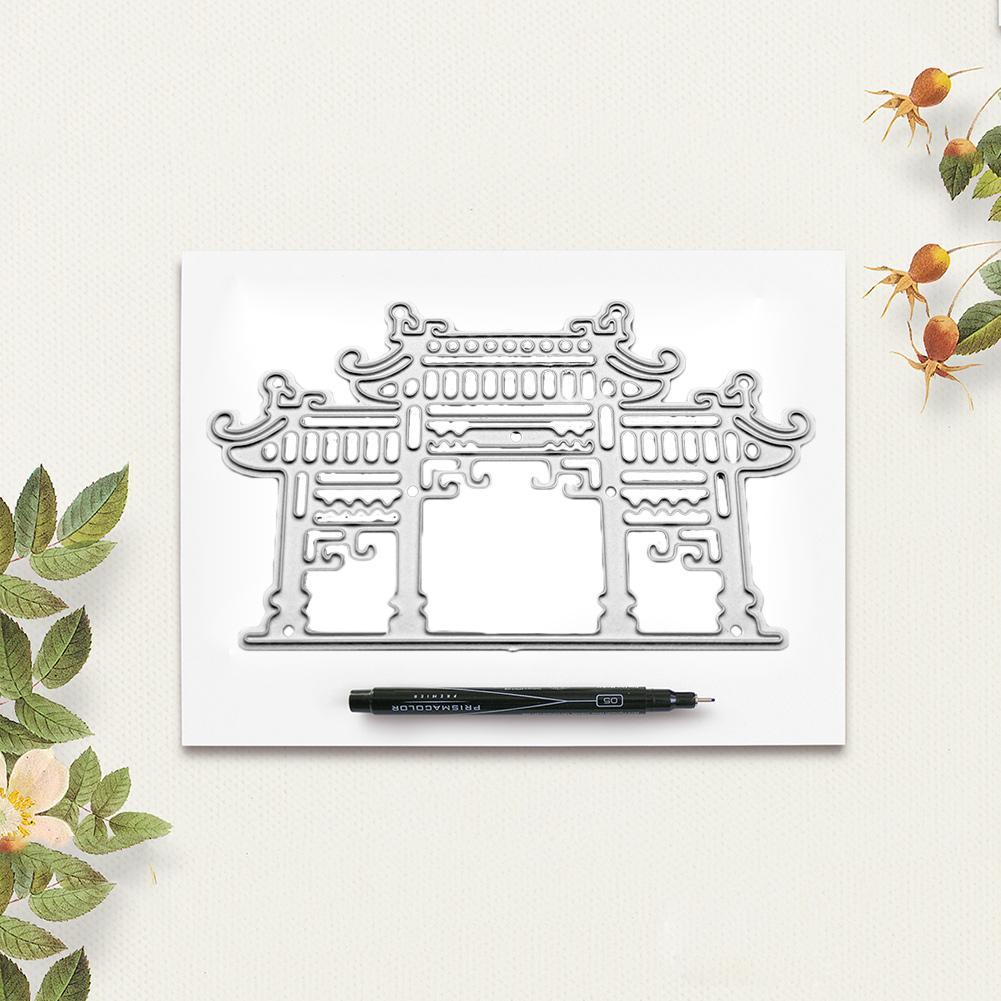 

Металлическая резка Штампы и штампы Китайский стиль Архитектура Трафареты Альбом Нож Резка для C C7T8