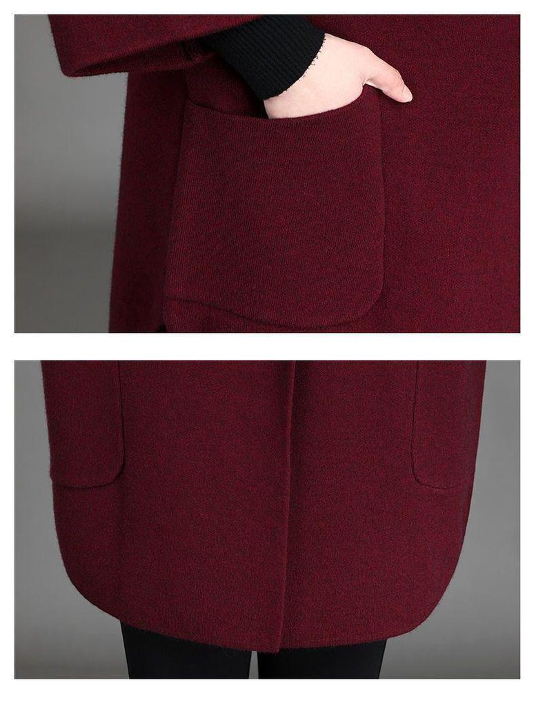 Mom's 2022 Autumn Wool Coat: Elegant Wide-Cut Trench for Middle-Aged and Elderly Women