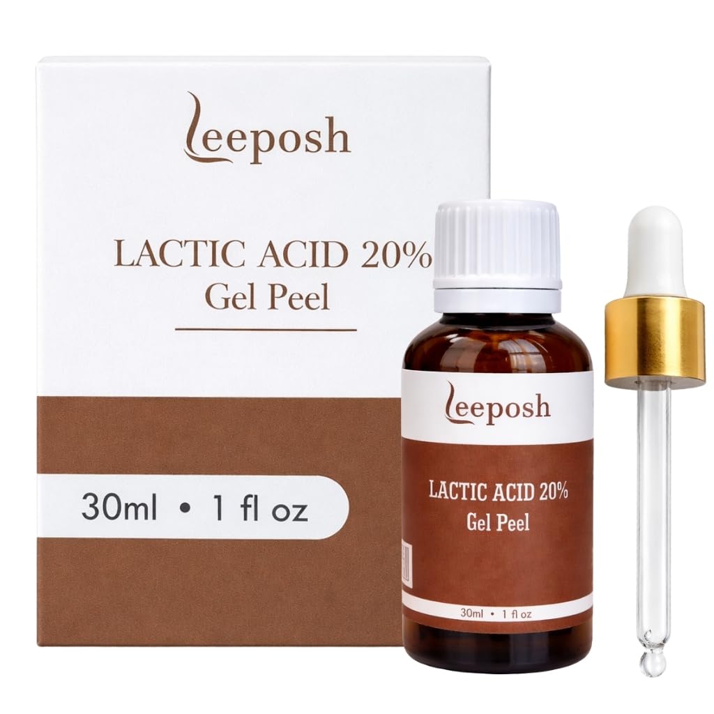 Leeposh Lactic Acid Peel 20% with Glycolic Acid & Vitamin C | Exfoliating AHA Gel for Smoother, Brighter-Looking Skin | Texture Refinement & Uneven