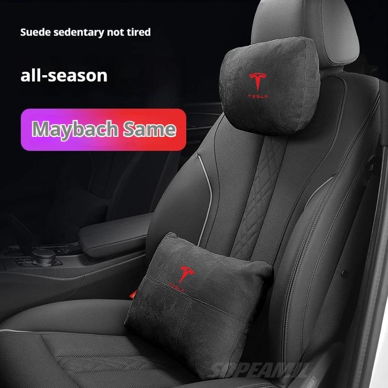Suede Car Headrest Neck Support Seat Lumbar cushion Soft Neck Pillow Pad For Tesla Model 3 Model Y Model S Model X Accessories
