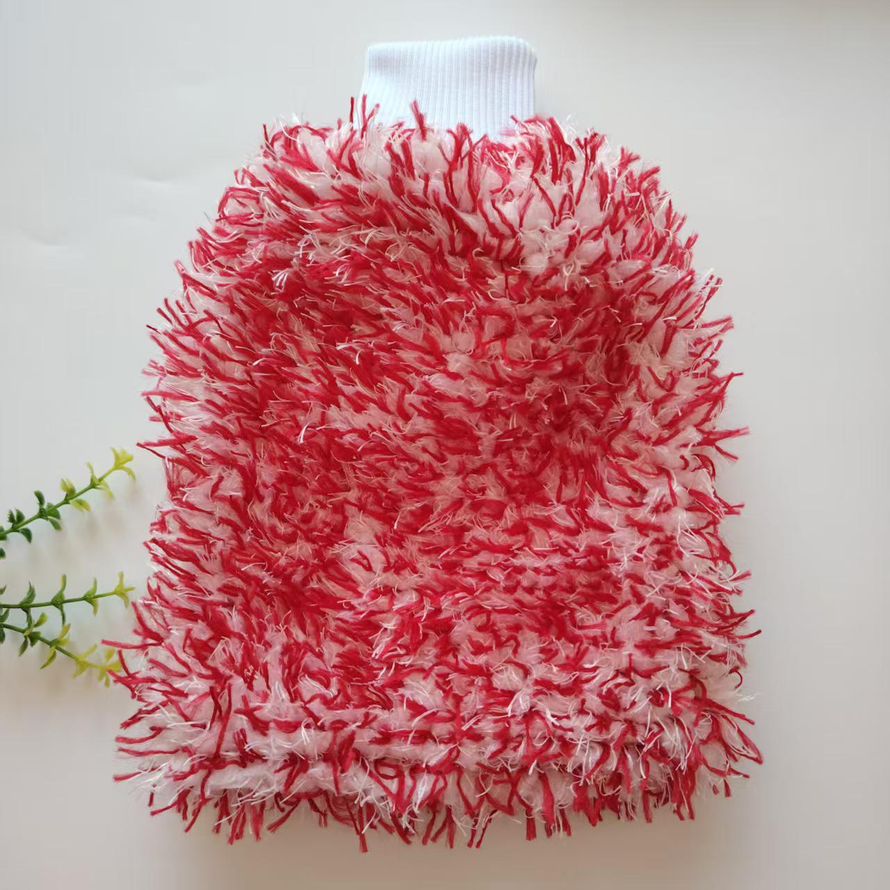 Plush Double-Sided Car Wash Mitt - Ultra-Absorbent & Paint-Safe 20x28 cm красный