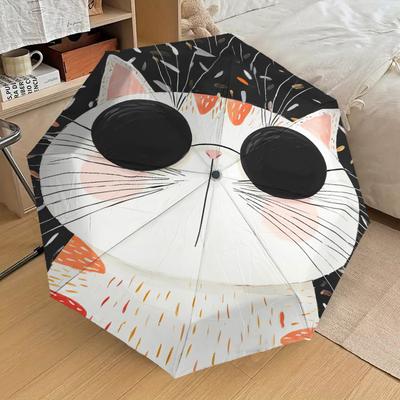 1pc Cat Feathers Pattern Umbrella Design Automatic Opening and Closing Umbrella, High-quality Travel Umbrella, Lightweight and Portable, -31