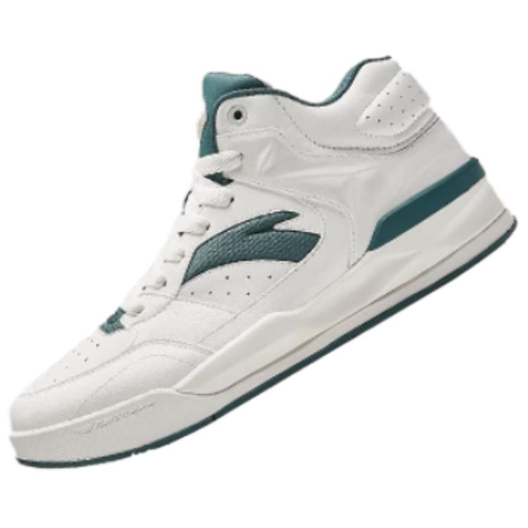 Anta 4 Carat Retro Classic Non-Slip Increased Height High-Top Sneakers Men Sneakers White Green 112448031-1