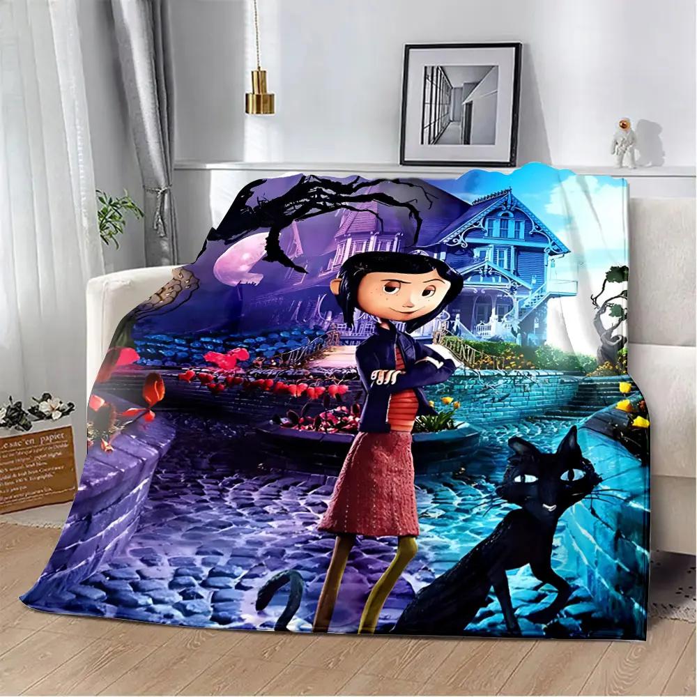 Coperta stampata Coraline per animazione Coperte da picnic Coperta calda Coperta morbida e confortevole Casa Viaggio Regalo di compleanno