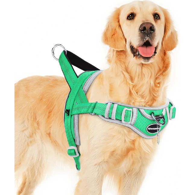 ADVENTUREMORE Escape Proof Dog Harness, Adjustable Reflective Breathable Dog Vest, No Pull Dog Harness with Easy Control Front Clip Handle for Small