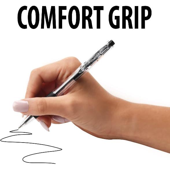 Inc. ClipClicks Retractable Ballpoint Pens - Bulk 1.0-mm Medium-Point Pen Set With Comfort Grip for School, Office, Writing, and Journaling, 50