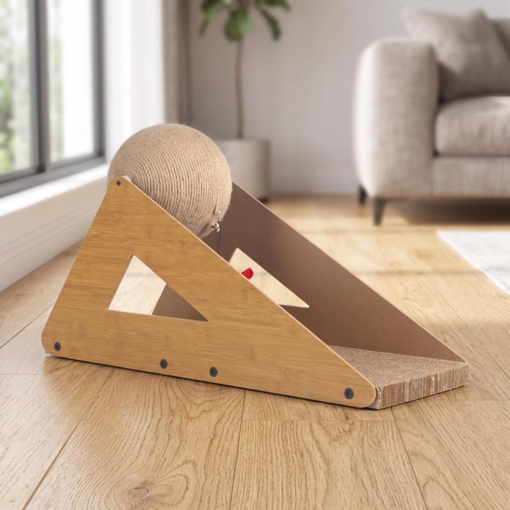 Triangular Cat Scratcher 2-in-1 Pet Supply Multifunctional for Living Room, Cats