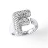 Letter Design Ring with Clear Stone Detail, Copper Base Fashion Jewelry for Daily Outfits, Party Styling and Gifts