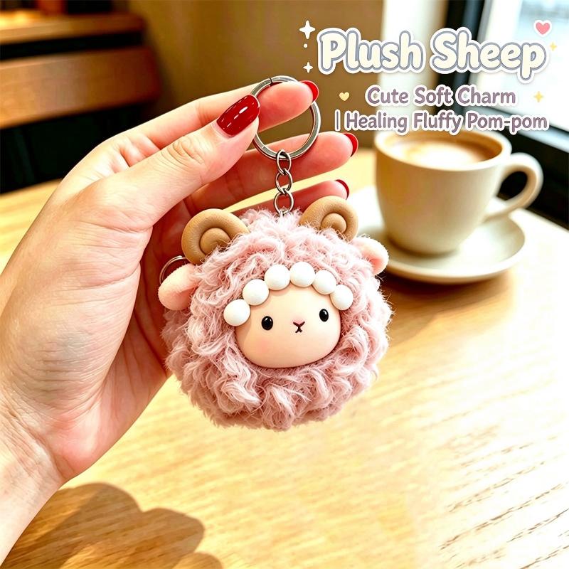 Cute Fluffy Sheep Plush Keychain Soft Fuzzy Material Perfect For Backpack Decoration Birthday Gifts For Kids And Adults