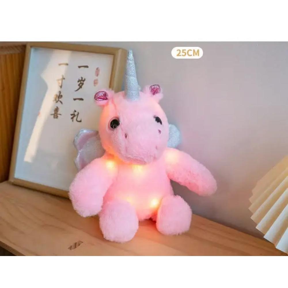25cm Simulated Luminous Unicorn Plush Toy Filled with Plush Toys, Figurine Dolls, Cartoon Anime Cute Gifts, Children's Fun Dolls
