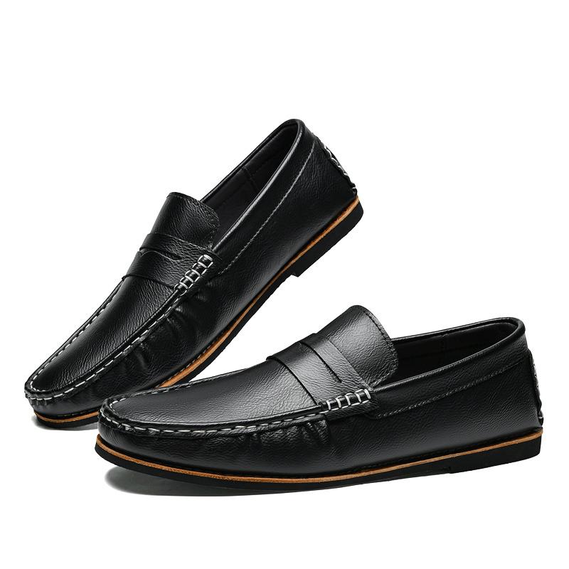 Fashion Trendy Fashion Outdoor Lazy Loafers Genuine Leather Men's Shoes 2025 New Summer New Driving Flat Casual Style Men's Dress Shoes